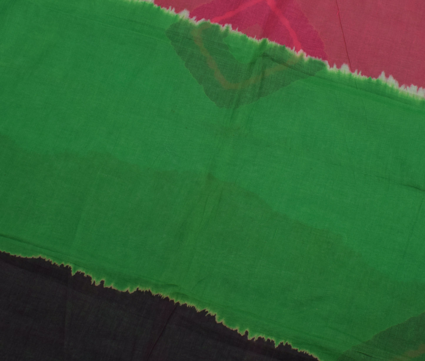 Sushila Vintage Green Saree 100% Pure Cotton Printed 5 Yard Soft Craft Fabric