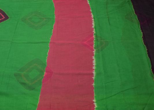 Sushila Vintage Green Saree 100% Pure Cotton Printed 5 Yard Soft Craft Fabric