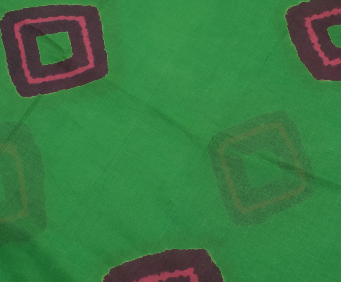 Sushila Vintage Green Saree 100% Pure Cotton Printed 5 Yard Soft Craft Fabric