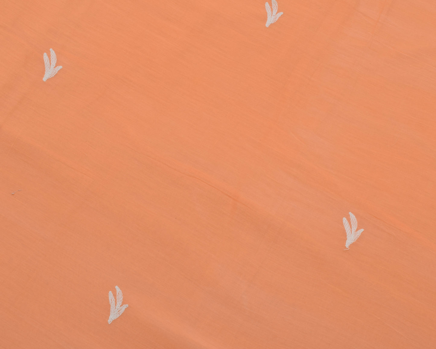Sushila Vintage Peach Saree 100% Pure Cotton Thread Embroidered Craft Fabric