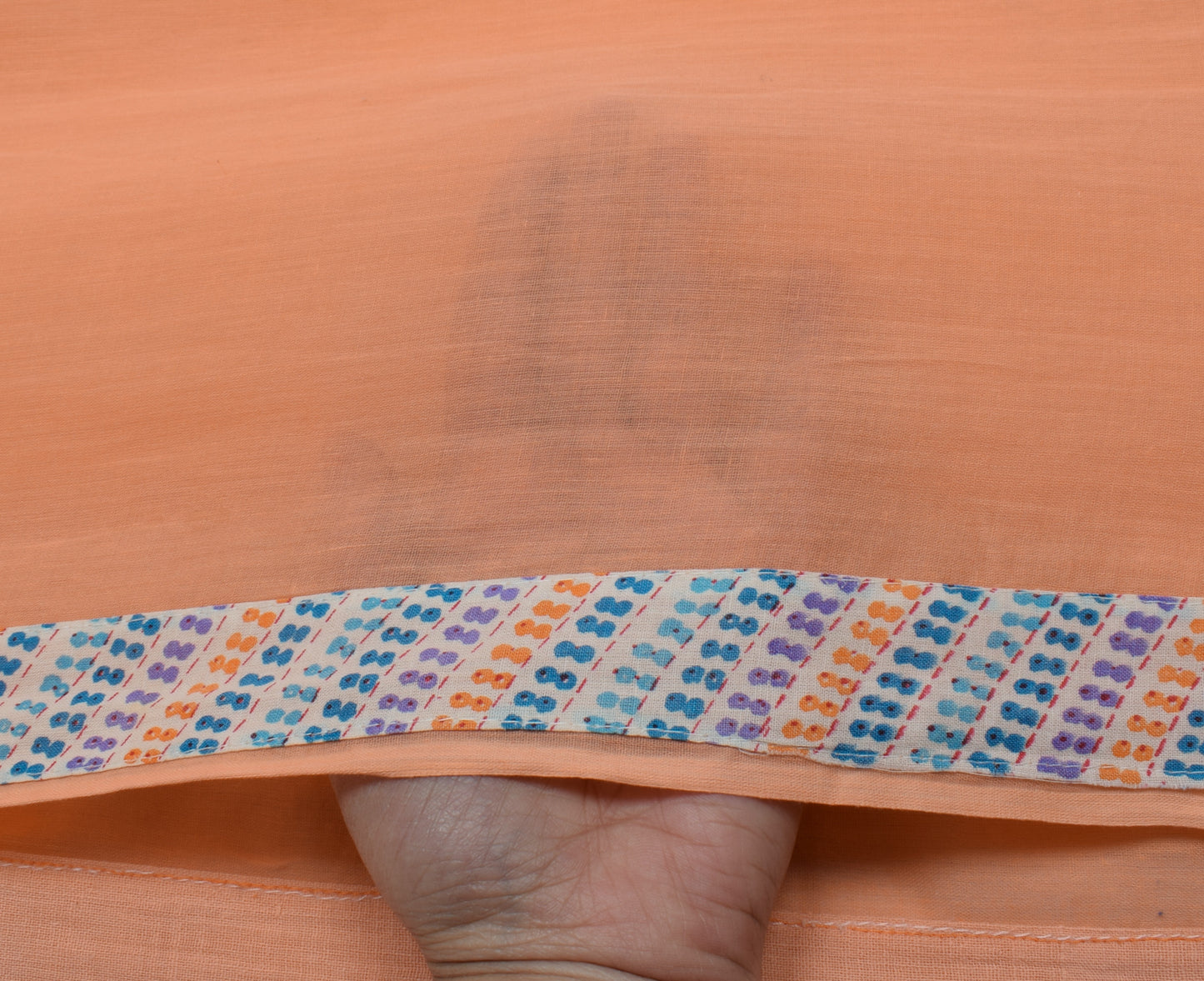 Sushila Vintage Peach Saree 100% Pure Cotton Thread Embroidered Craft Fabric