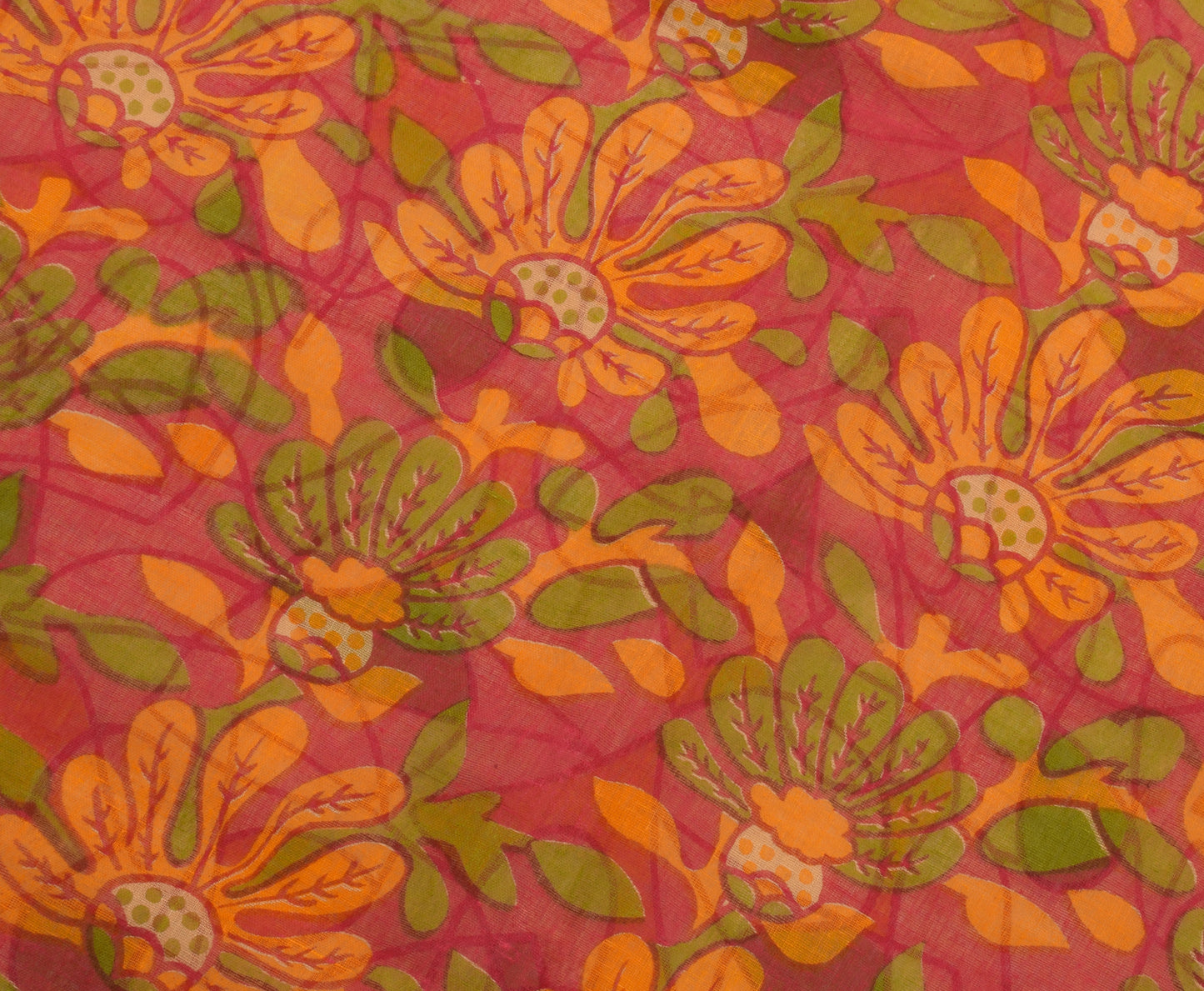Sushila Vintage Cream Saree 100% Pure Cotton Printed 5 Yard Craft Sari Fabric