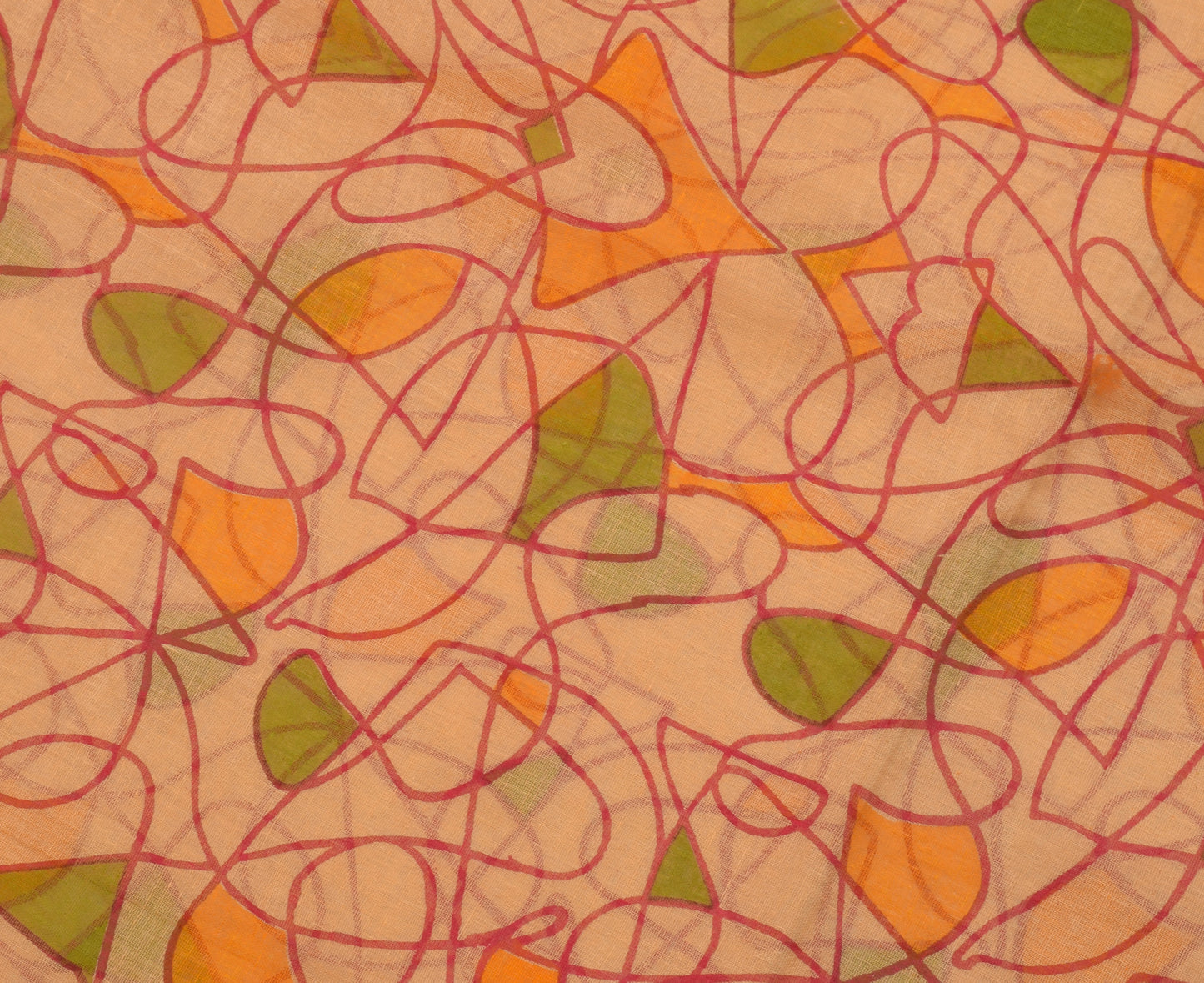 Sushila Vintage Cream Saree 100% Pure Cotton Printed 5 Yard Craft Sari Fabric