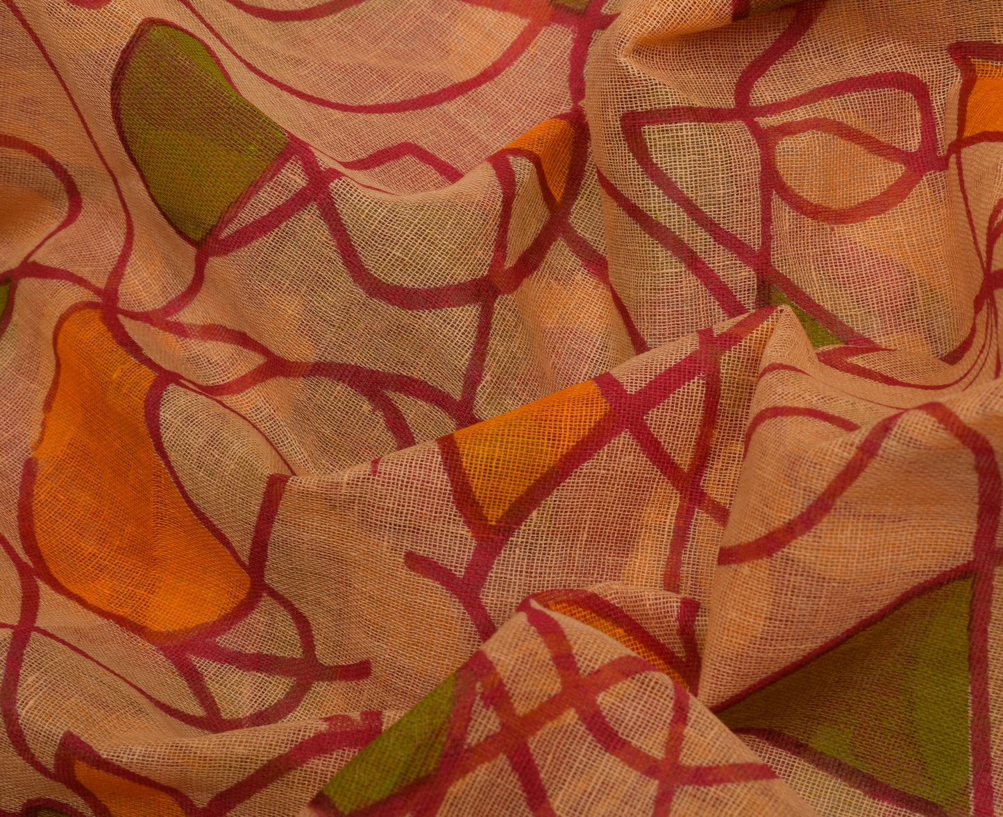 Sushila Vintage Cream Saree 100% Pure Cotton Printed 5 Yard Craft Sari Fabric