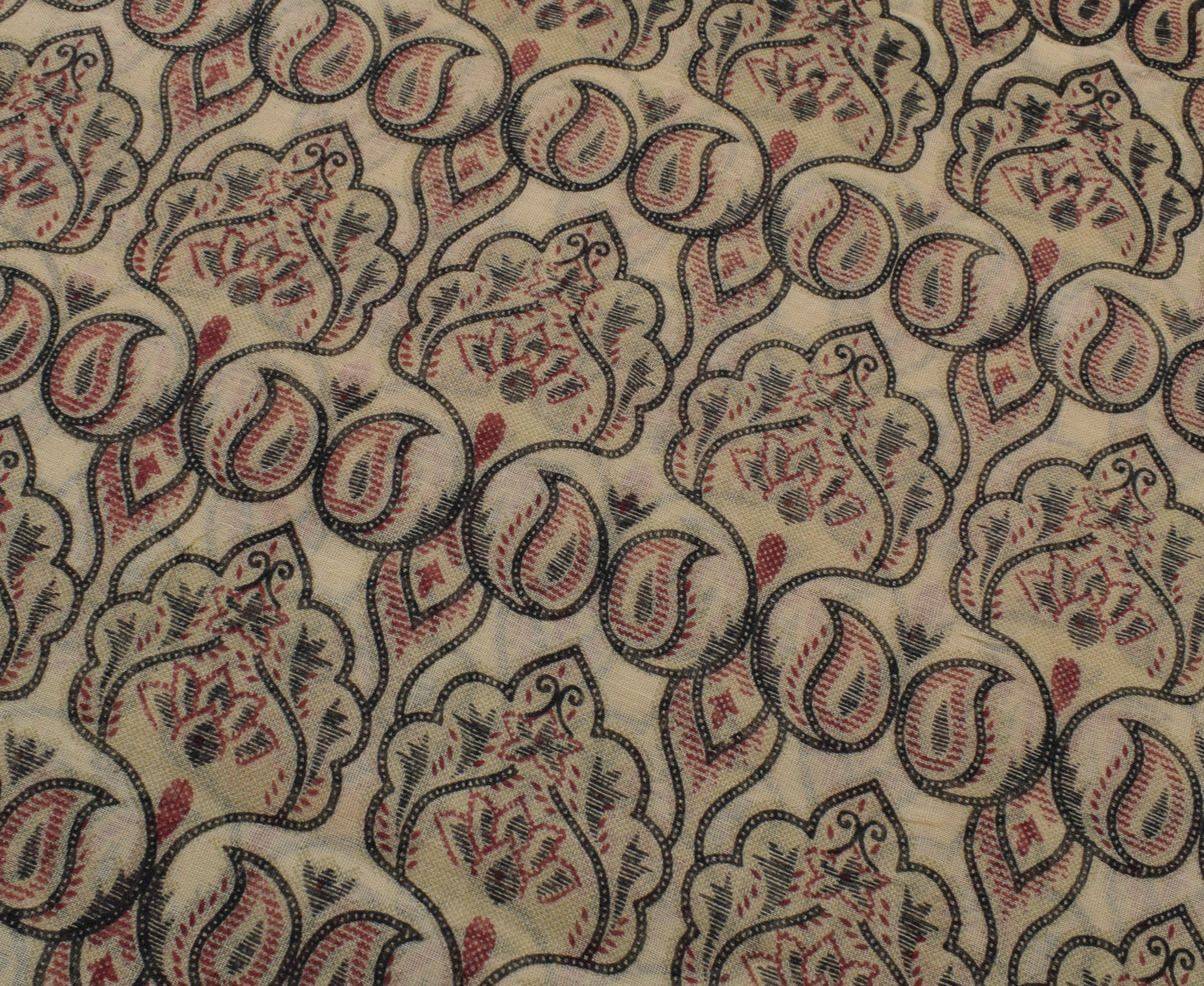 Sushila Vintage Brown Saree 100% Pure Cotton Printed Paisley Soft Craft Fabric