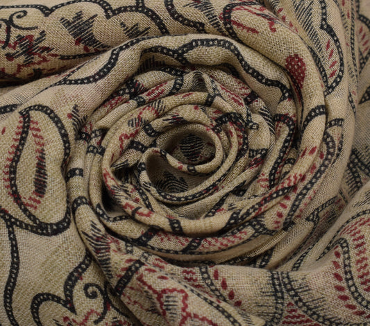 Sushila Vintage Brown Saree 100% Pure Cotton Printed Paisley Soft Craft Fabric
