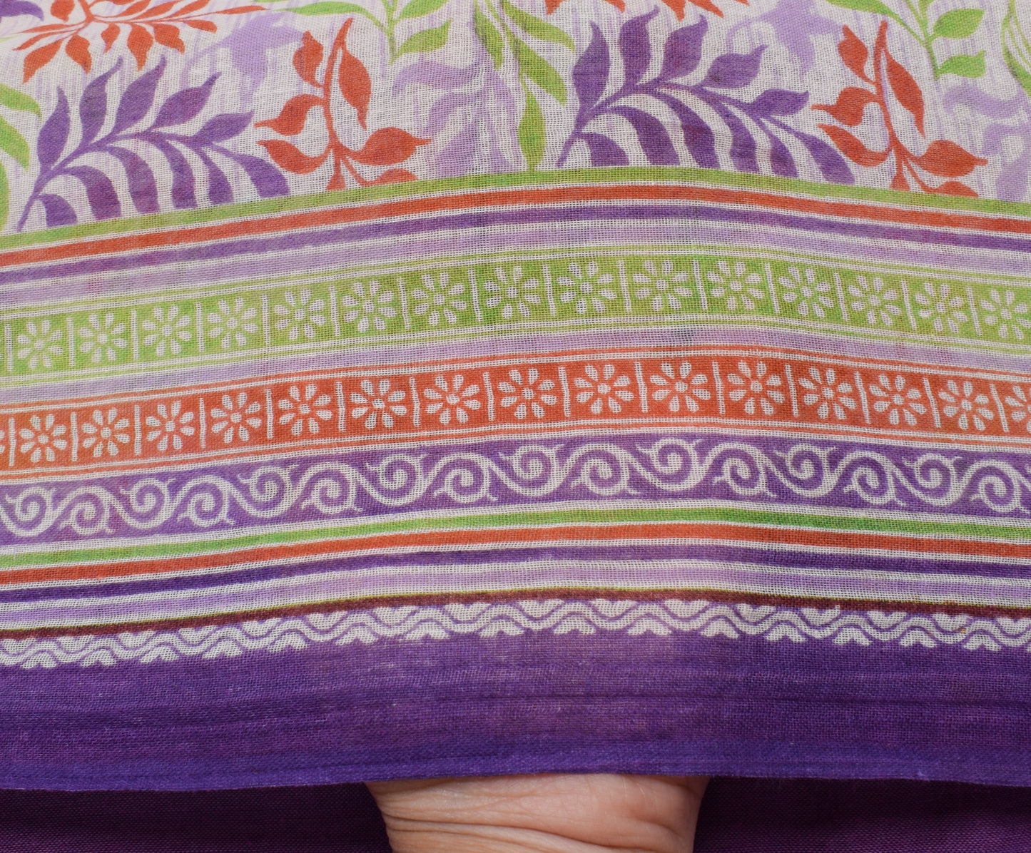 Sushila Vintage White Saree 100% Pure Cotton Printed Floral Soft Craft Fabric