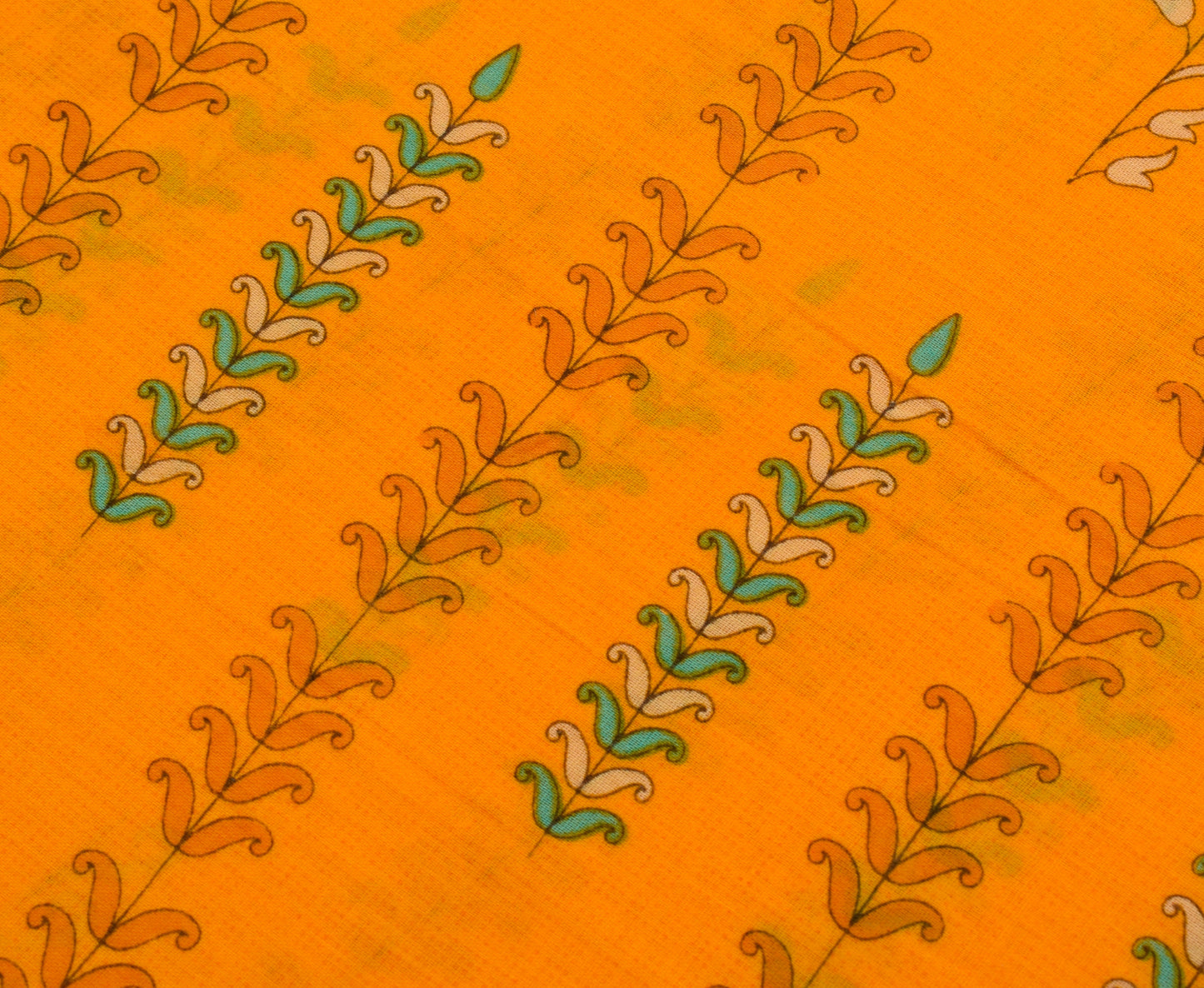Sushila Vintage Orange Saree 100% Pure Cotton Printed Floral Soft Craft Fabric