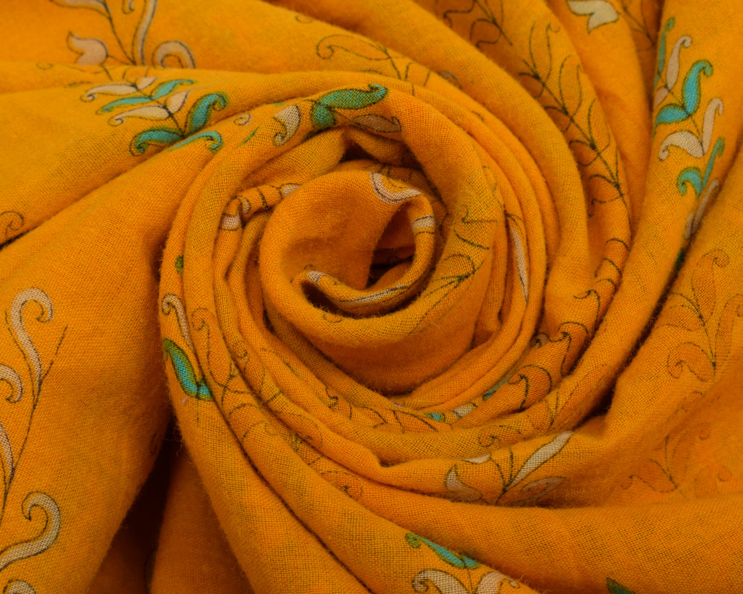 Sushila Vintage Orange Saree 100% Pure Cotton Printed Floral Soft Craft Fabric
