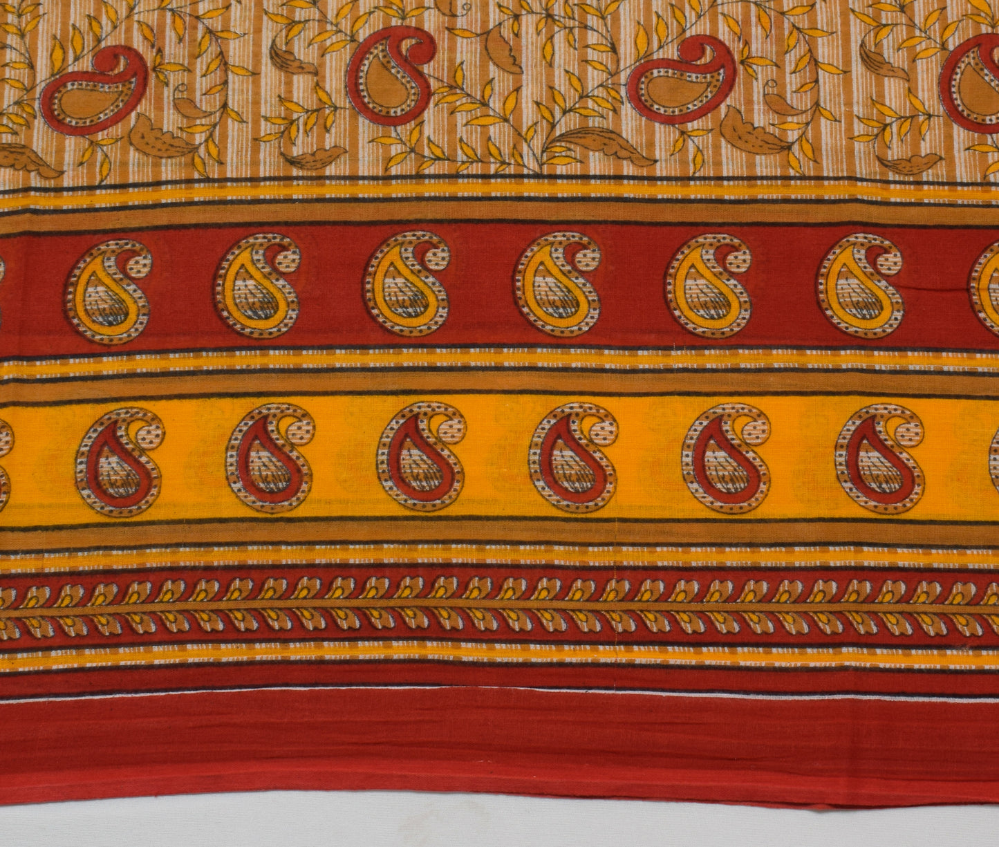 Sushila Vintage Indian Saree 100% Pure Cotton Printed Paisley Soft Craft Fabric