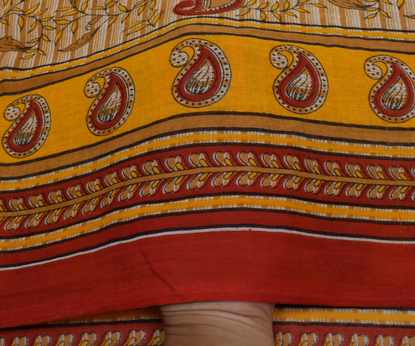Sushila Vintage Indian Saree 100% Pure Cotton Printed Paisley Soft Craft Fabric