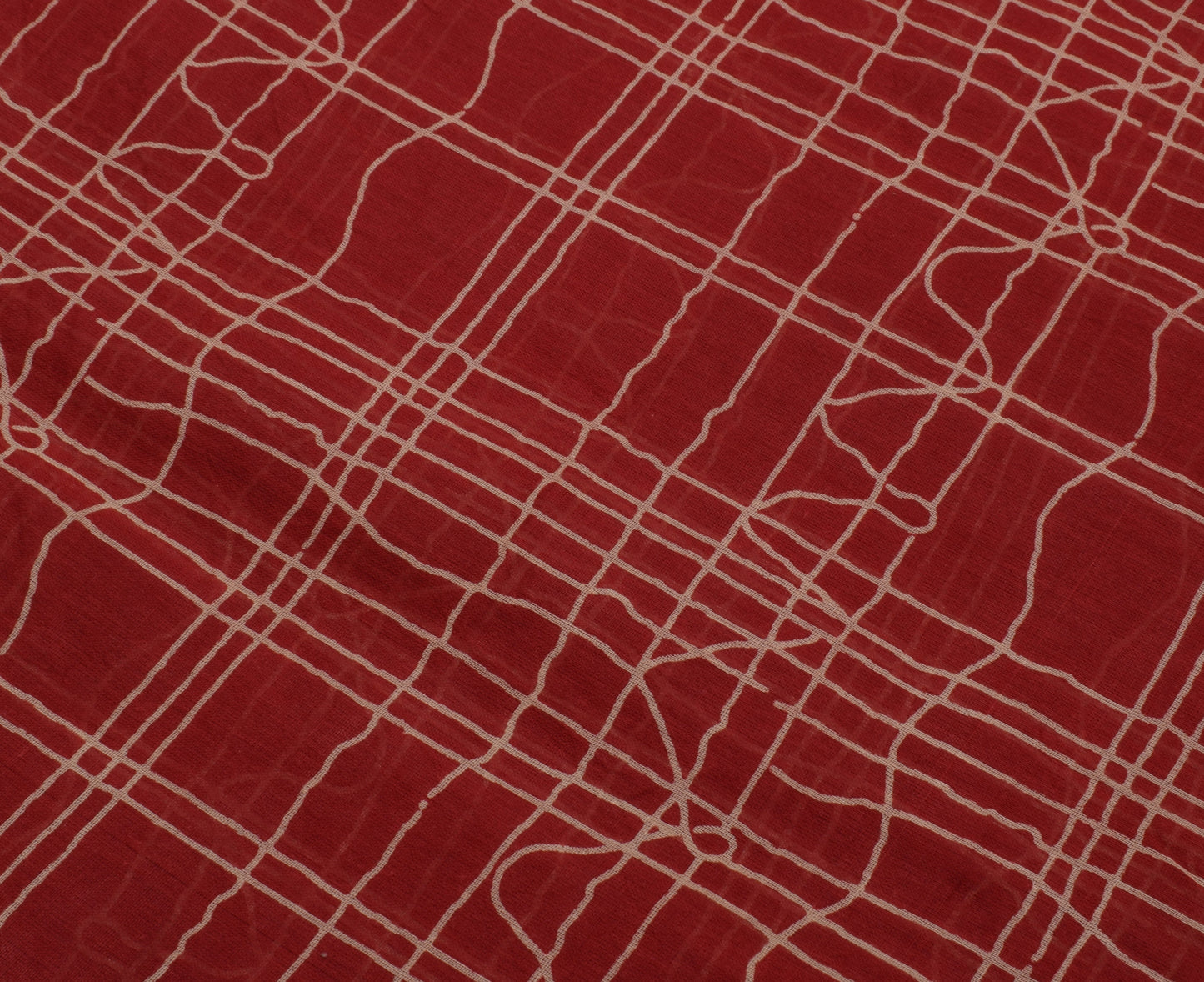 Sushila Vintage Red Indian Saree 100% Pure Cotton Printed 5 Yard Craft Fabric