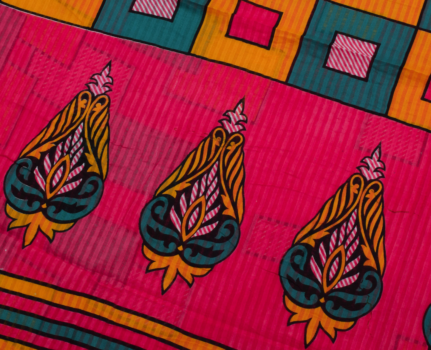 Sushila Vintage Indian Saree 100% Pure Cotton Printed Soft Craft 5 Yard Fabric