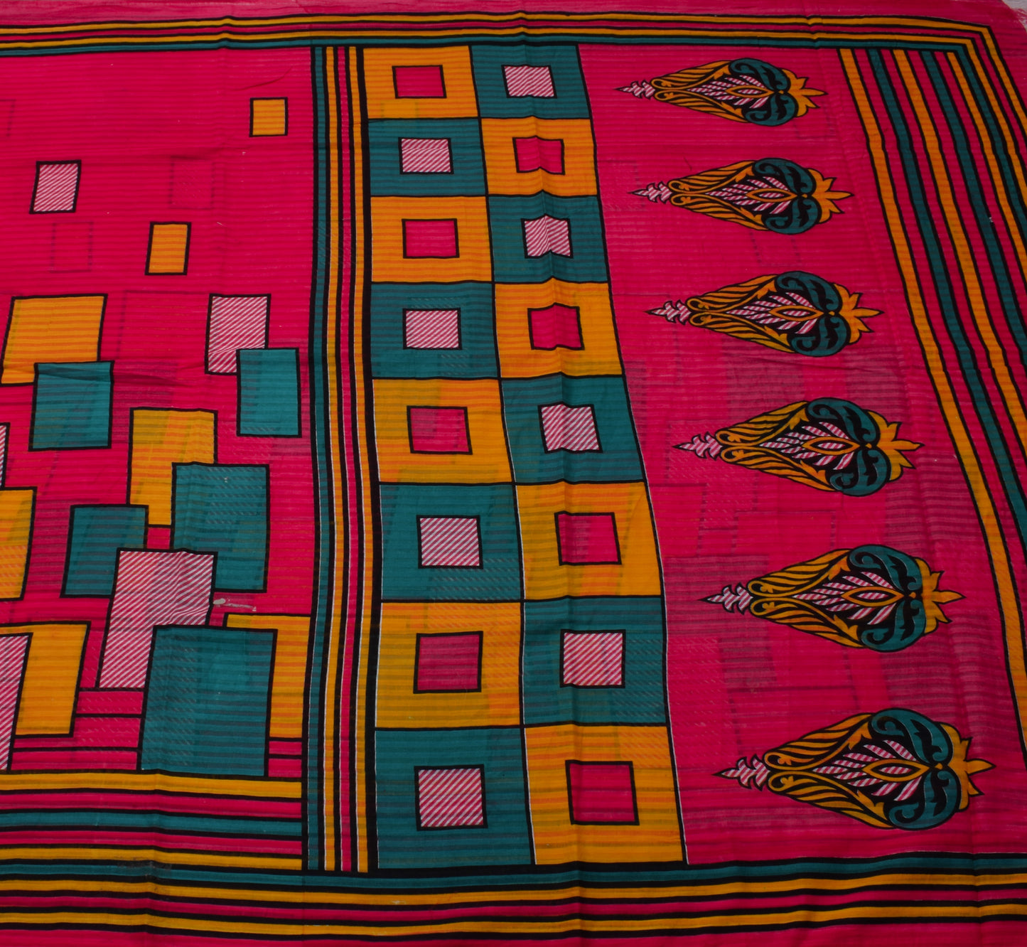 Sushila Vintage Indian Saree 100% Pure Cotton Printed Soft Craft 5 Yard Fabric