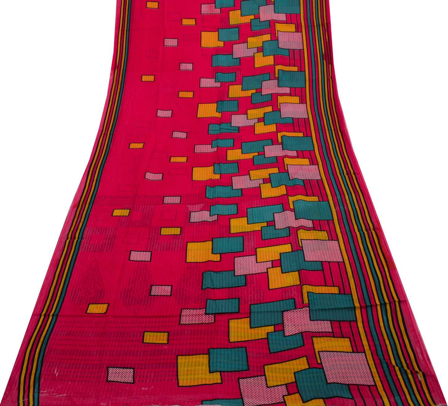 Sushila Vintage Indian Saree 100% Pure Cotton Printed Soft Craft 5 Yard Fabric