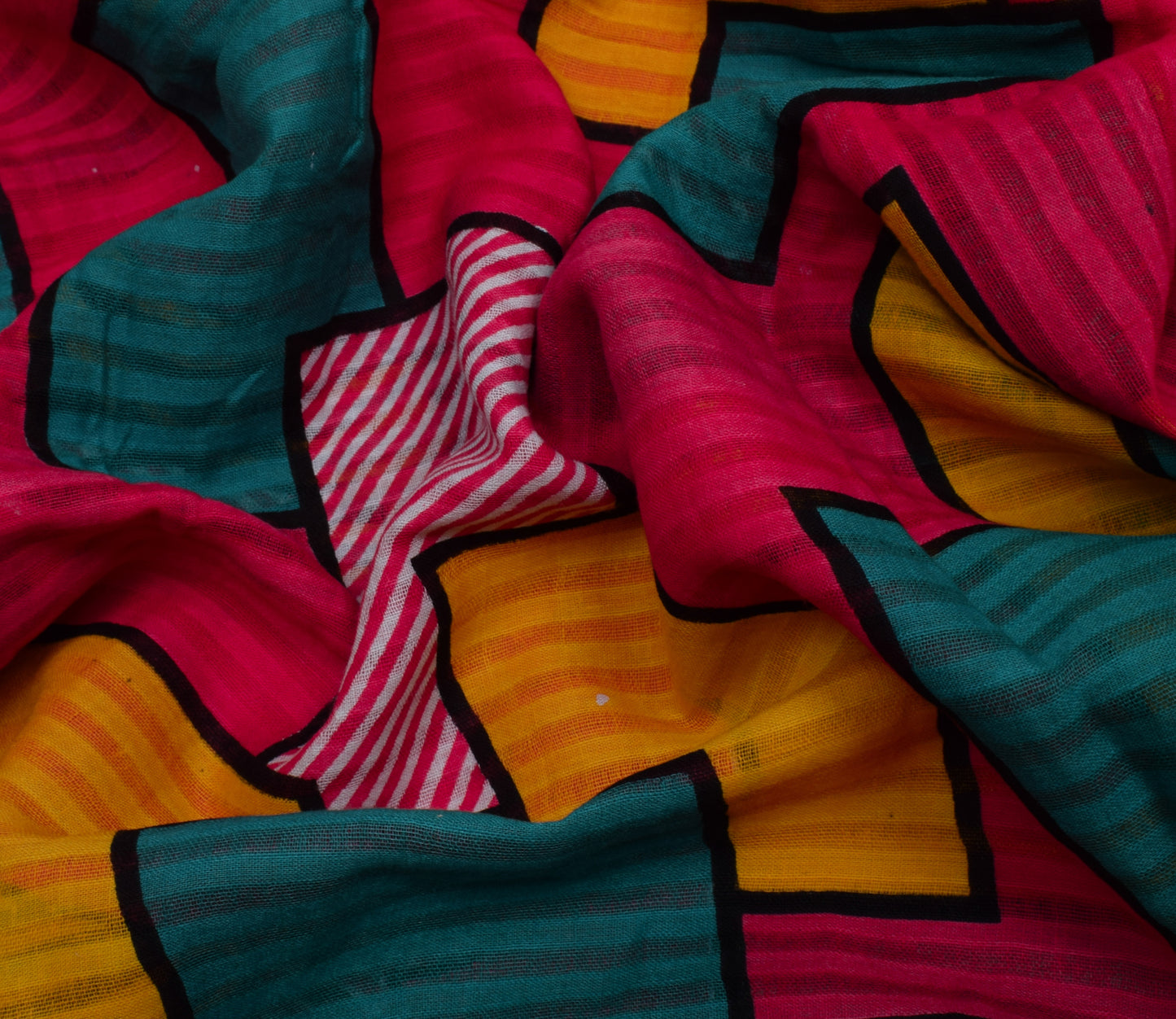Sushila Vintage Indian Saree 100% Pure Cotton Printed Soft Craft 5 Yard Fabric