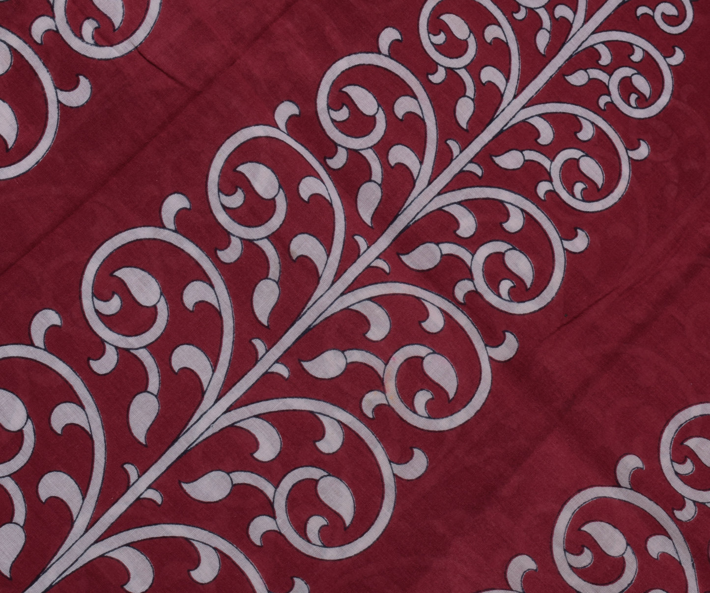 Sushila Vintage Maroon Saree 100% Pure Cotton Printed Floral Soft Craft Fabric