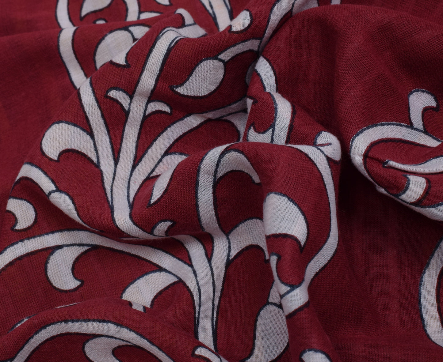 Sushila Vintage Maroon Saree 100% Pure Cotton Printed Floral Soft Craft Fabric