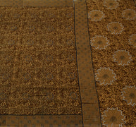 Sushila Vintage Brown Saree 100% Pure Cotton Printed Floral Craft 5 Yard Fabric