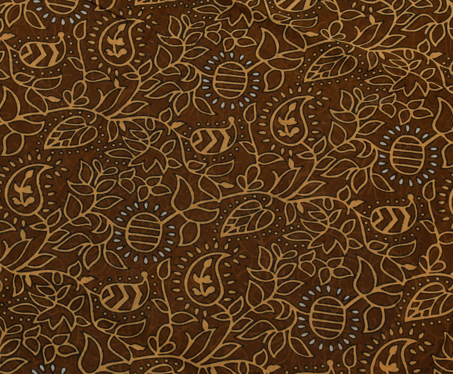 Sushila Vintage Brown Saree 100% Pure Cotton Printed Floral Craft 5 Yard Fabric