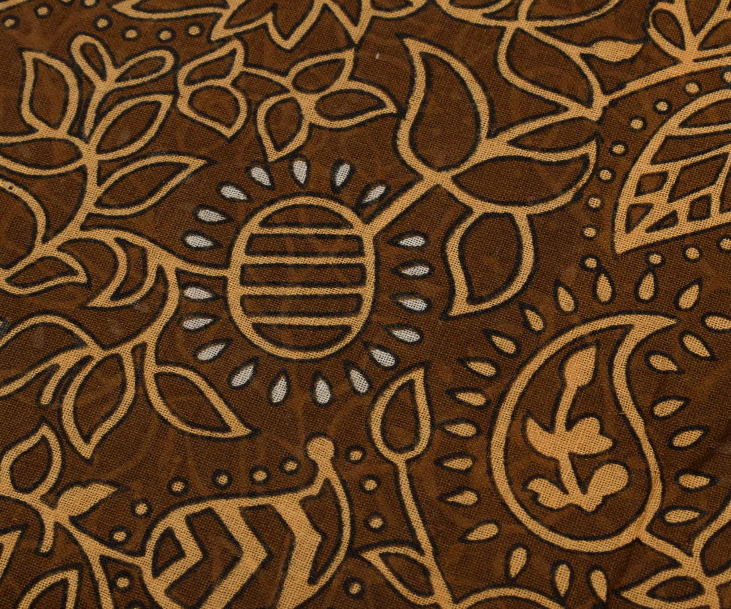 Sushila Vintage Brown Saree 100% Pure Cotton Printed Floral Craft 5 Yard Fabric