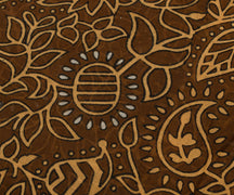 Sushila Vintage Brown Saree 100% Pure Cotton Printed Floral Craft 5 Yard Fabric