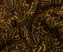 Sushila Vintage Brown Saree 100% Pure Cotton Printed Floral Craft 5 Yard Fabric