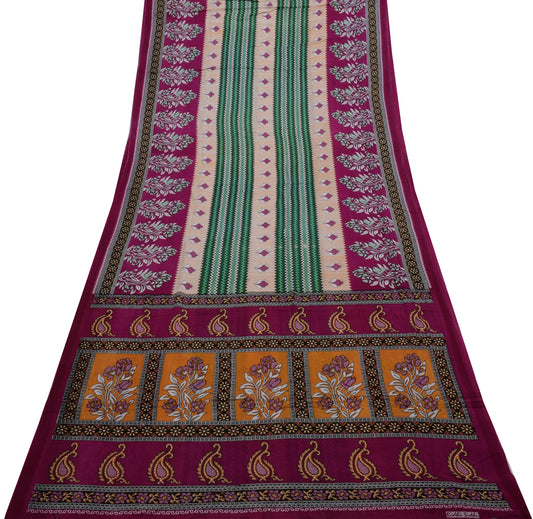 Sushila Vintage Multi-Color Saree 100% Pure Cotton Printed Soft Craft Fabric