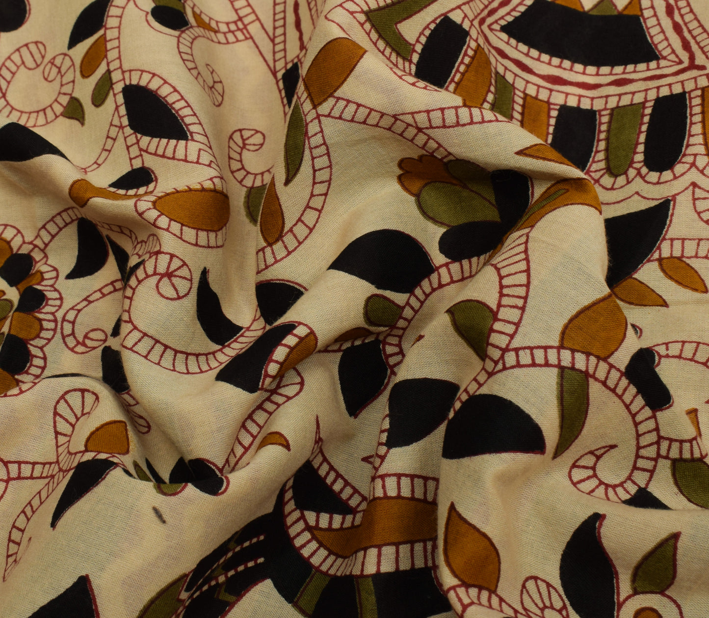 Sushila Vintage Light Brown Saree Pure Cotton Printed 5 Yard Soft Craft Fabric