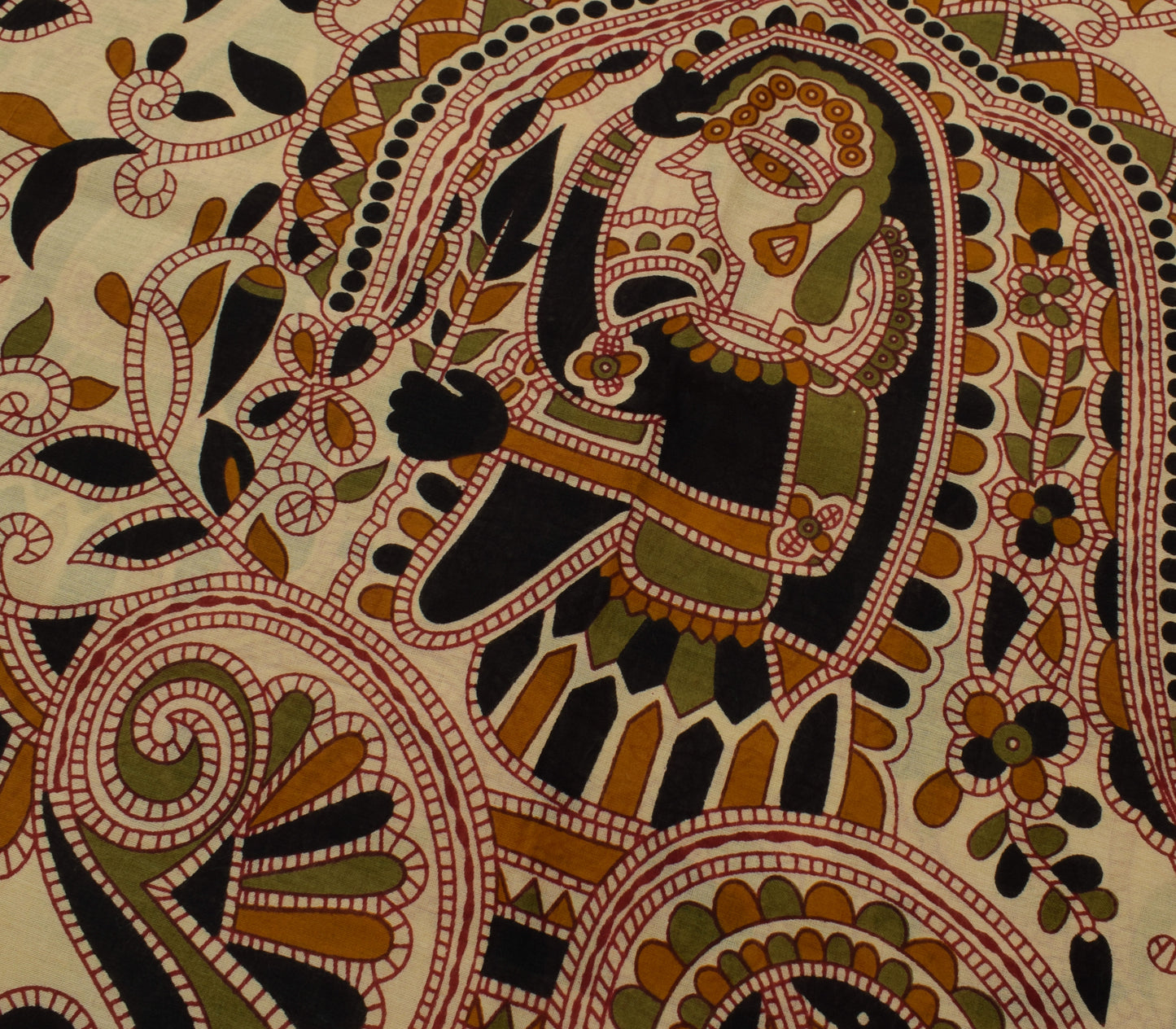 Sushila Vintage Light Brown Saree Pure Cotton Printed 5 Yard Soft Craft Fabric