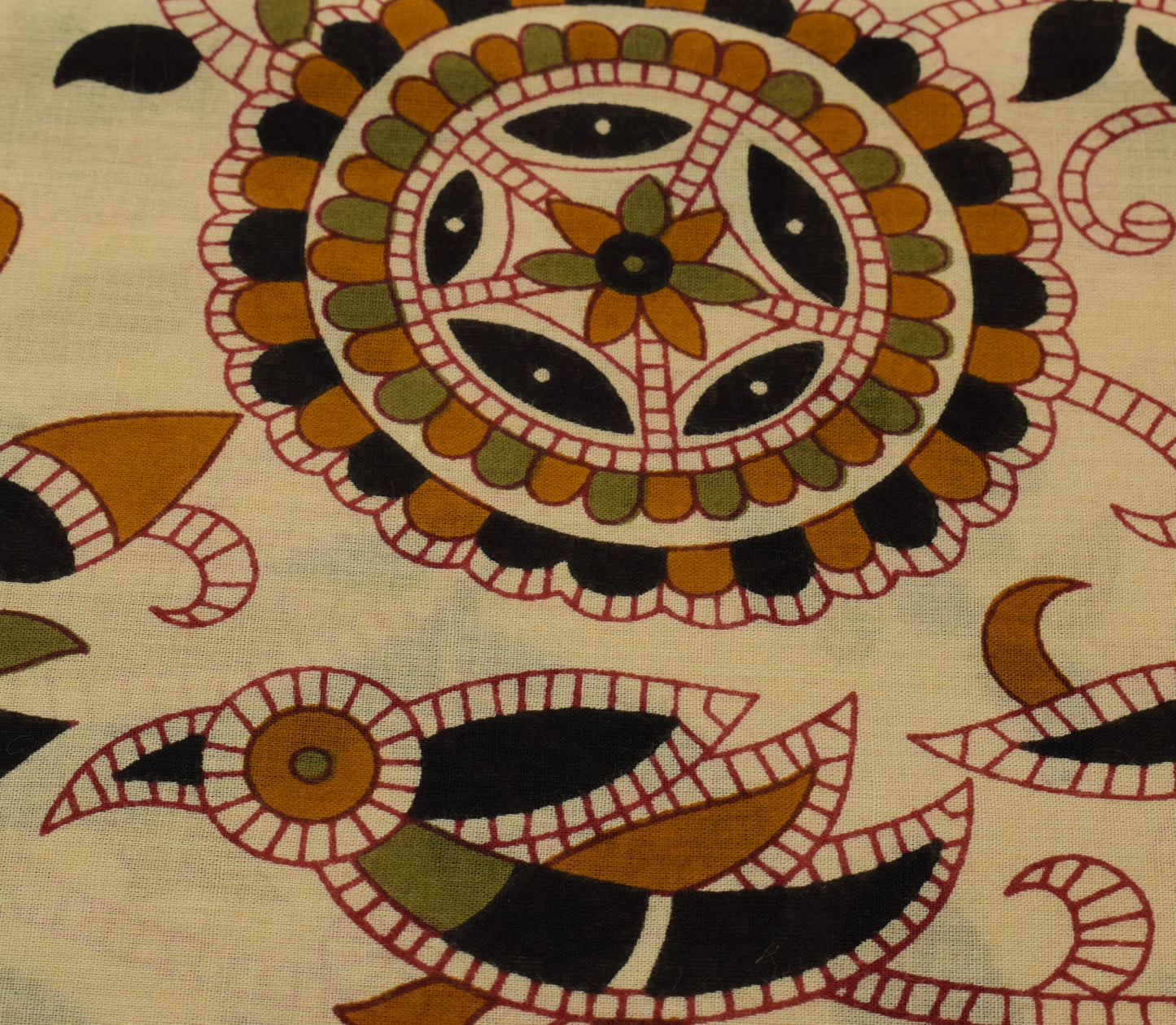 Sushila Vintage Light Brown Saree Pure Cotton Printed 5 Yard Soft Craft Fabric