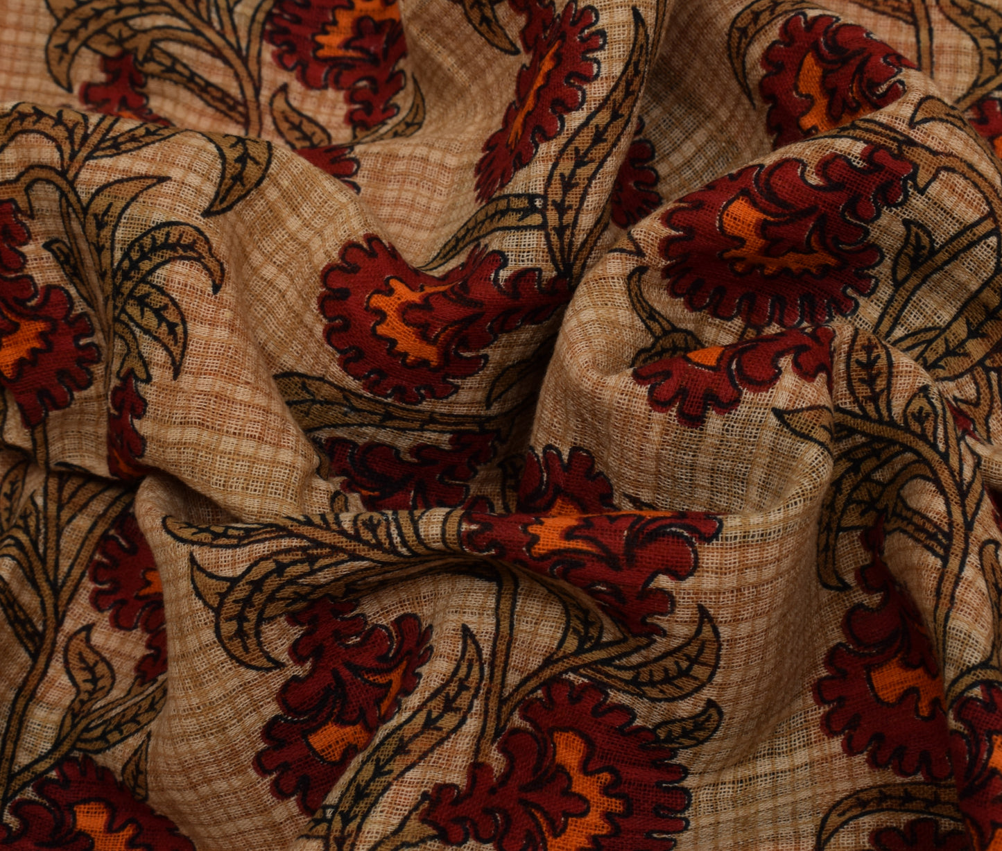 Sushila Vintage Brown Saree 100% Pure Cotton Printed Floral Soft Craft Fabric