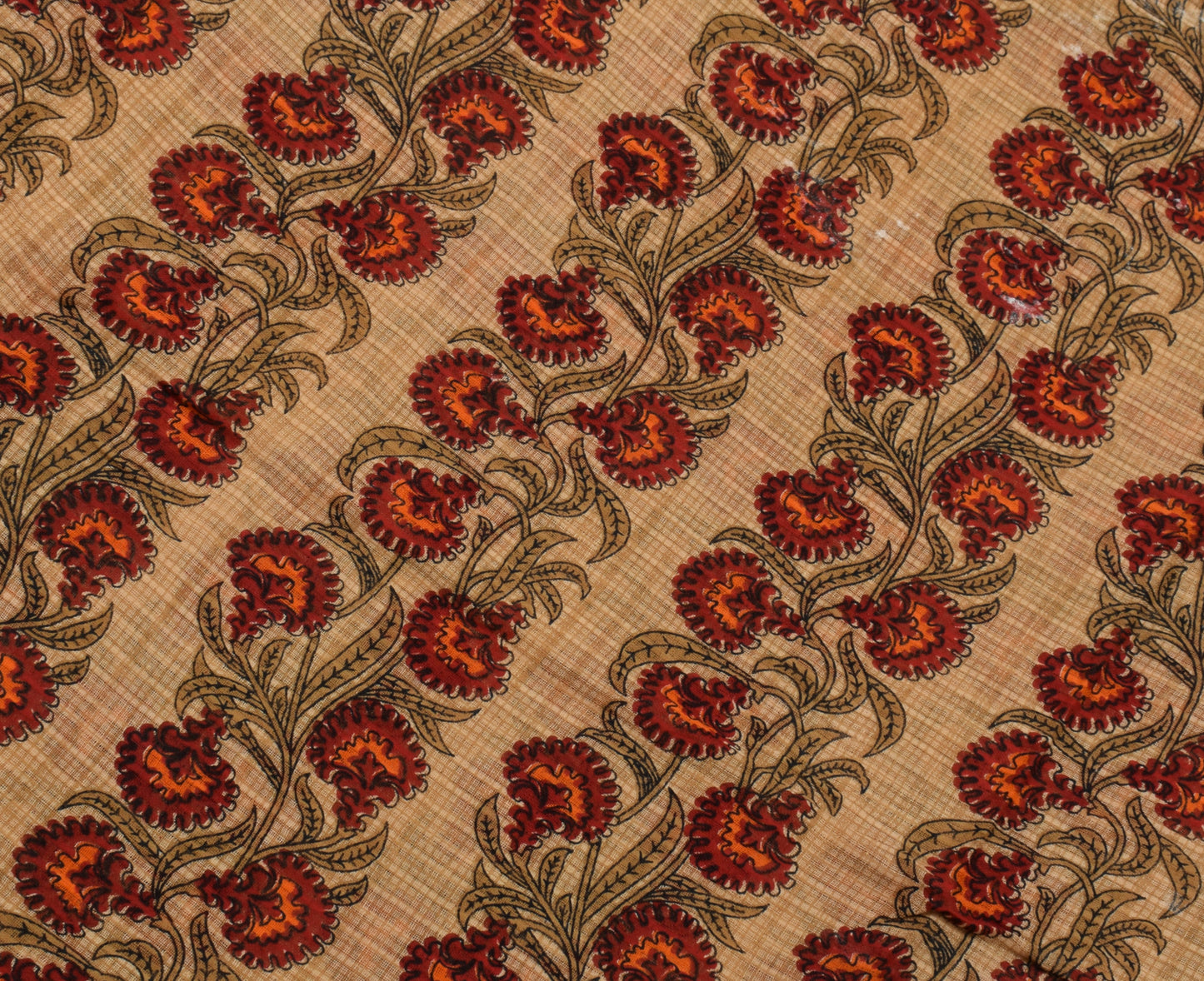 Sushila Vintage Brown Saree 100% Pure Cotton Printed Floral Soft Craft Fabric