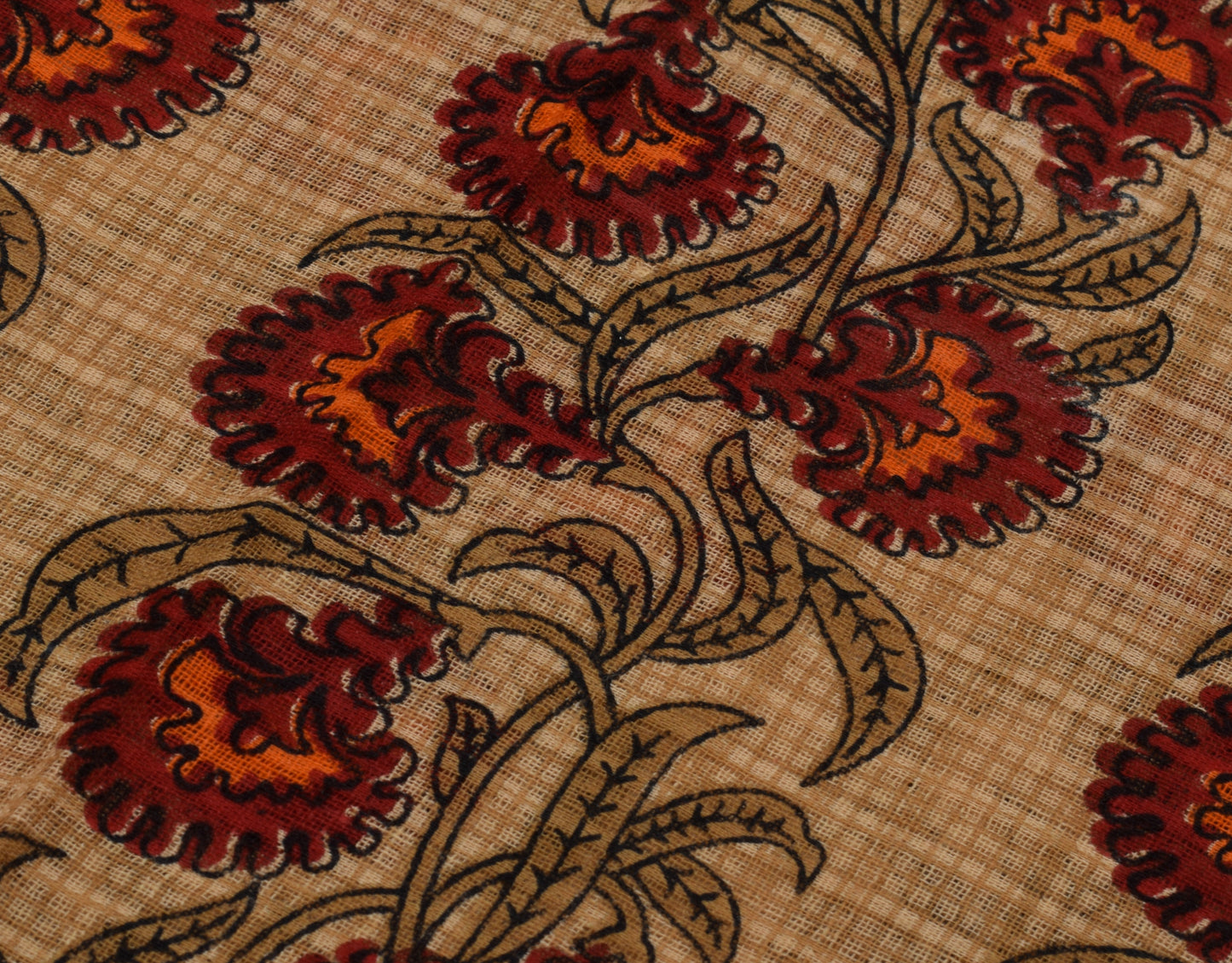 Sushila Vintage Brown Saree 100% Pure Cotton Printed Floral Soft Craft Fabric