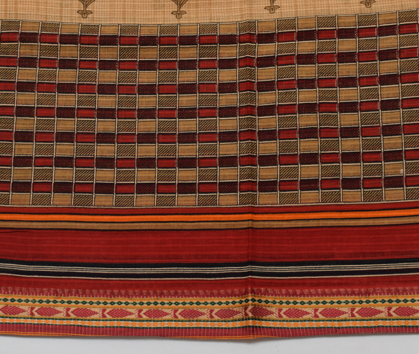 Sushila Vintage Brown Saree 100% Pure Cotton Printed Floral Soft Craft Fabric