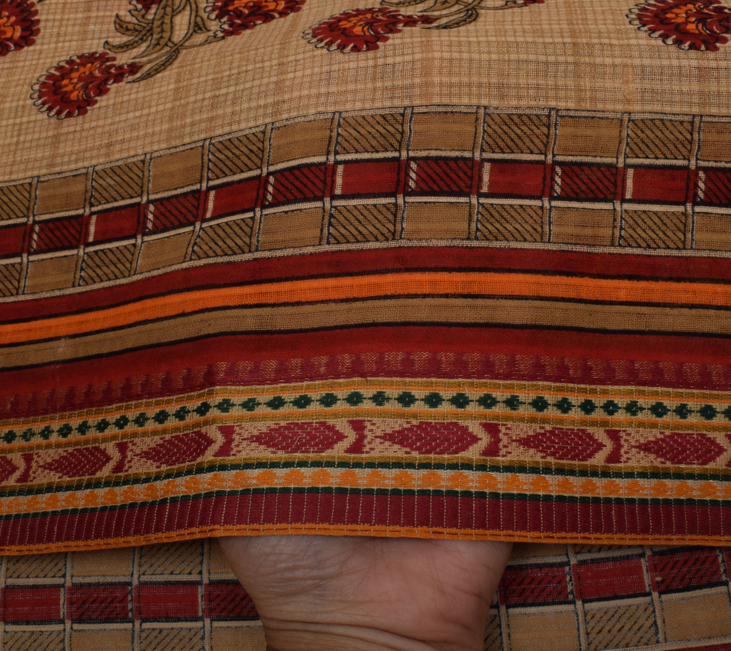 Sushila Vintage Brown Saree 100% Pure Cotton Printed Floral Soft Craft Fabric