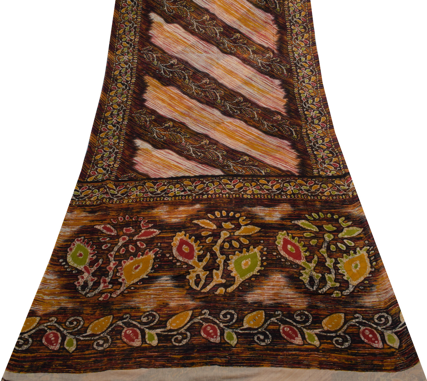 Sushila Vintage Indian Saree 100% Pure Cotton Printed 5 Yard Soft Craft Fabric