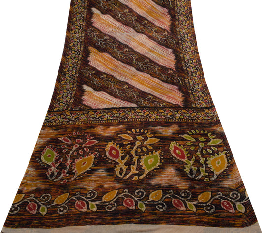 Sushila Vintage Indian Saree 100% Pure Cotton Printed 5 Yard Soft Craft Fabric