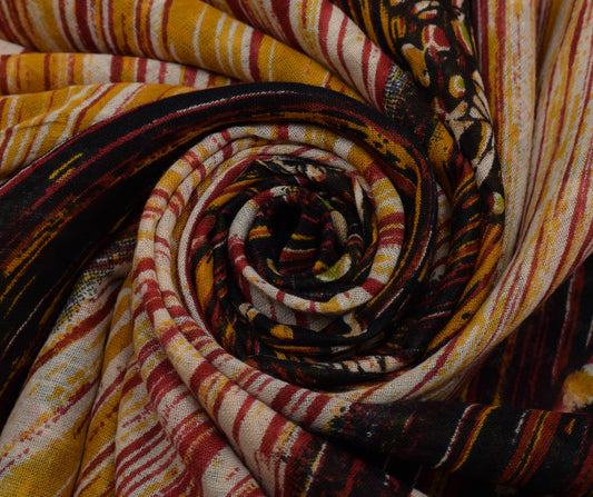 Sushila Vintage Indian Saree 100% Pure Cotton Printed 5 Yard Soft Craft Fabric