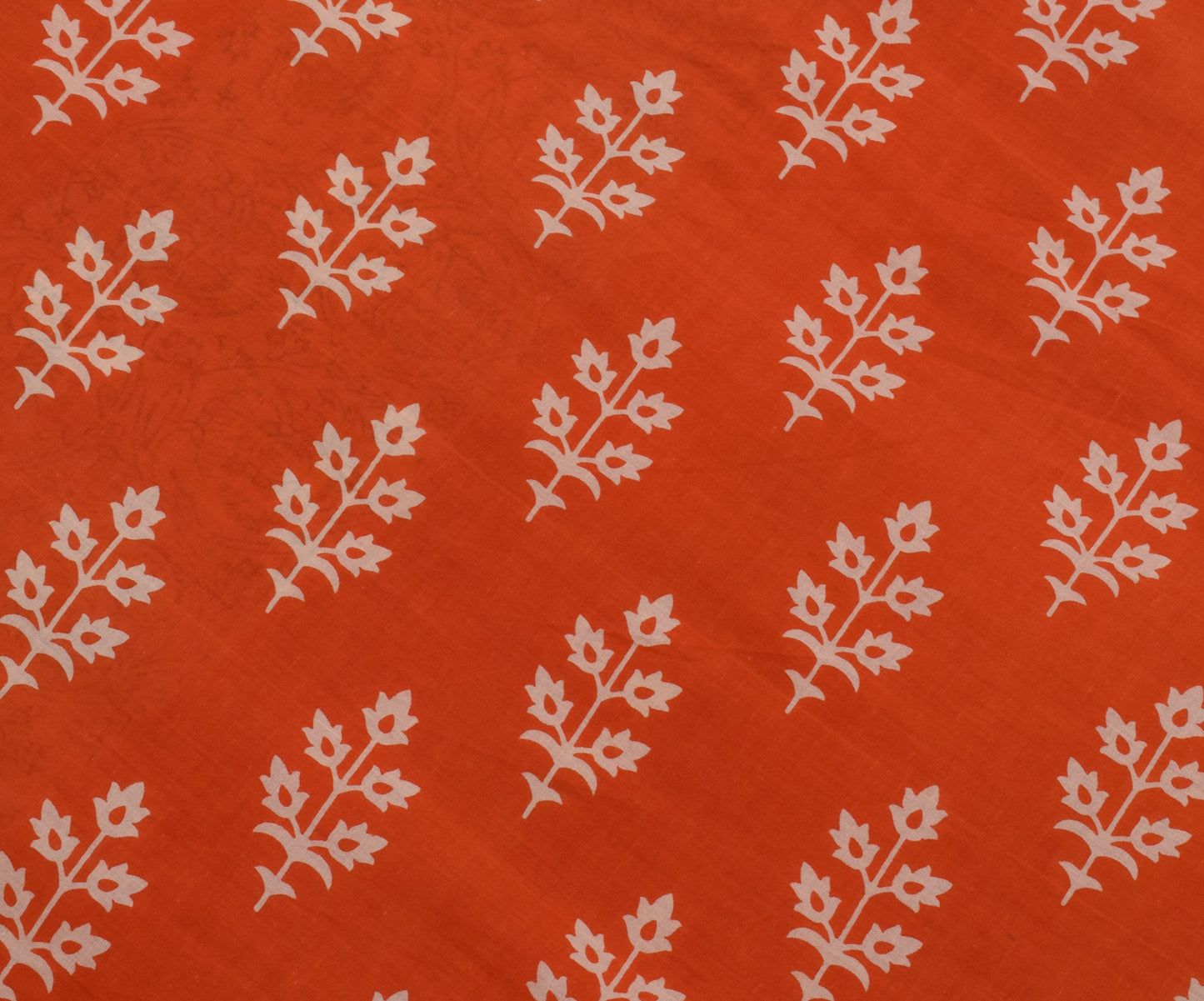 Sushila Vintage Orange Saree 100% Pure Cotton Printed Floral Soft Craft Fabric