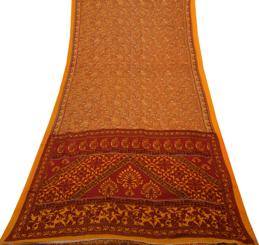 Sushila Vintage Indian Saree 100% Pure Cotton Printed Paisley Soft Craft Fabric