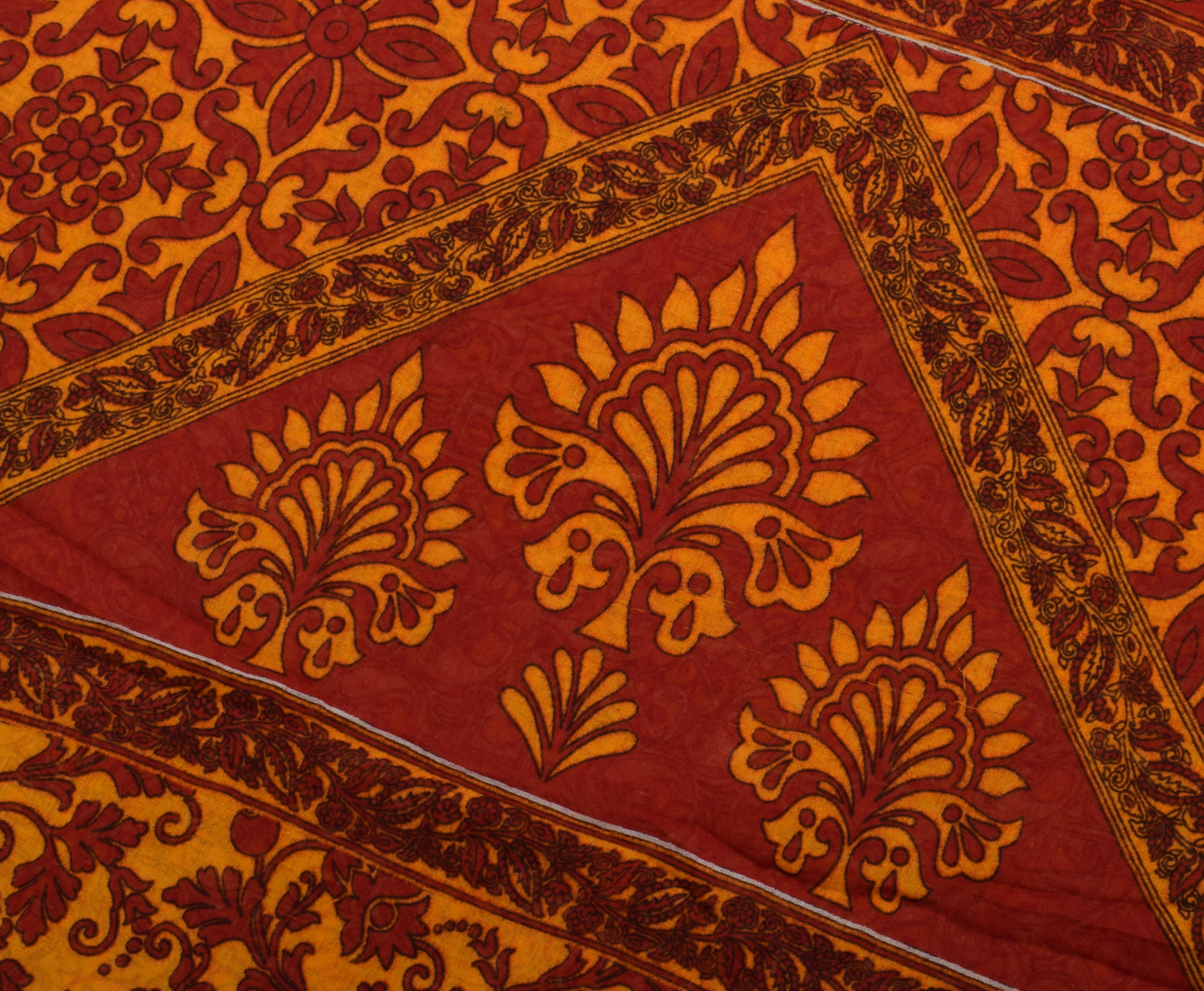 Sushila Vintage Indian Saree 100% Pure Cotton Printed Paisley Soft Craft Fabric