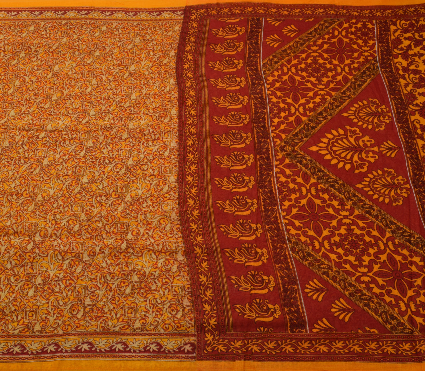 Sushila Vintage Indian Saree 100% Pure Cotton Printed Paisley Soft Craft Fabric