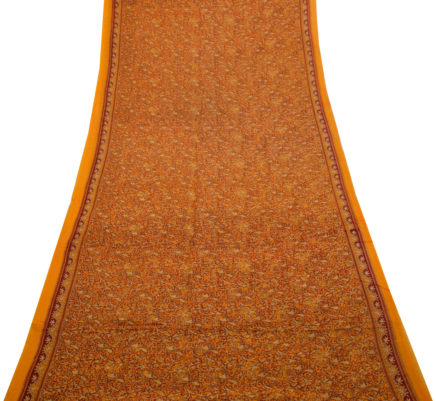 Sushila Vintage Indian Saree 100% Pure Cotton Printed Paisley Soft Craft Fabric