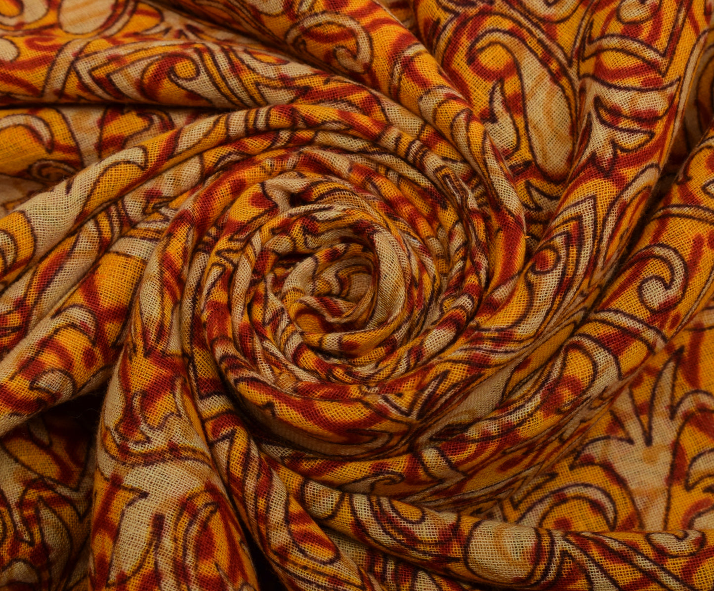 Sushila Vintage Indian Saree 100% Pure Cotton Printed Paisley Soft Craft Fabric
