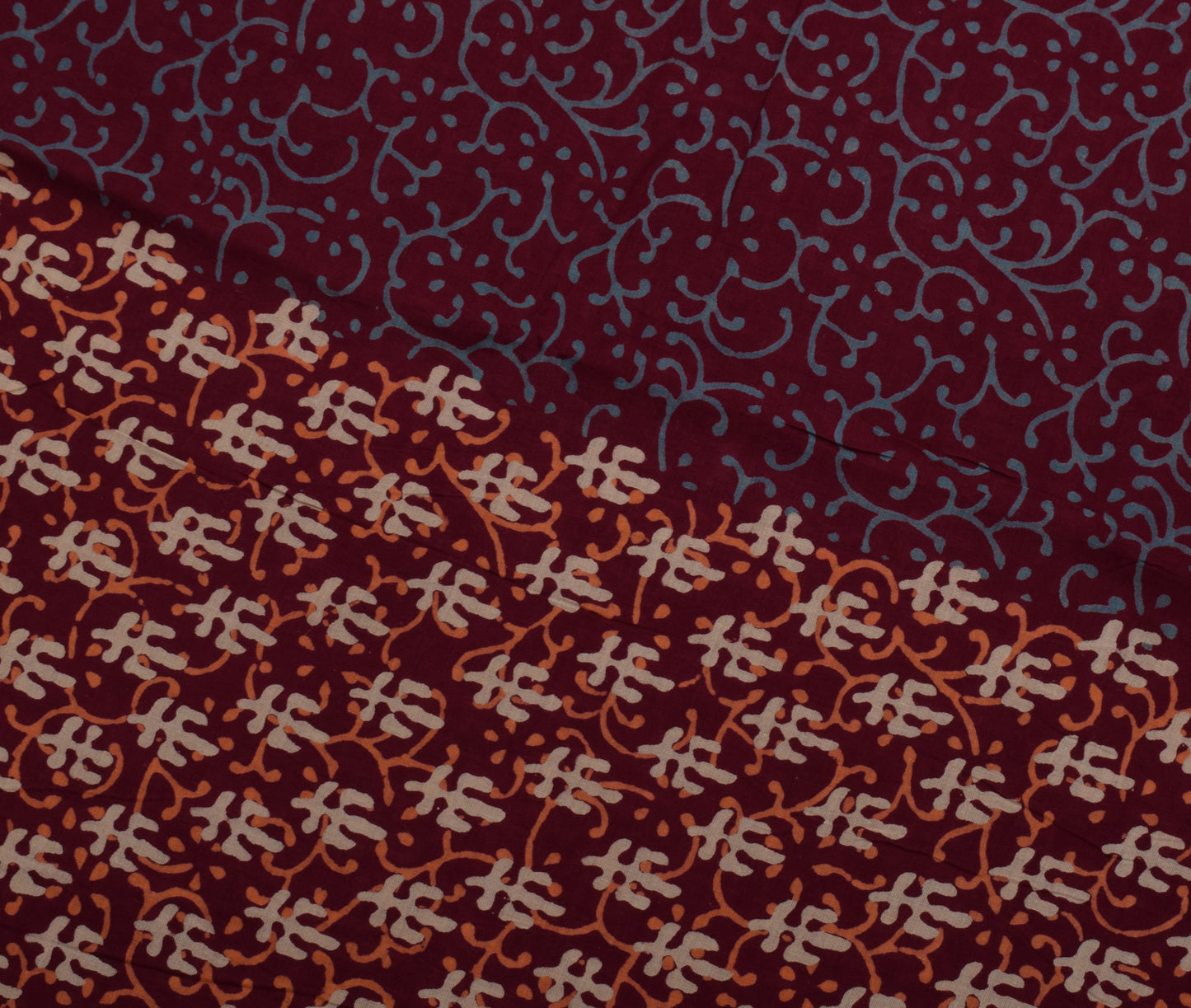 Sushila Vintage Garnet Indian Saree 100% Pure Cotton Printed Soft Craft Fabric