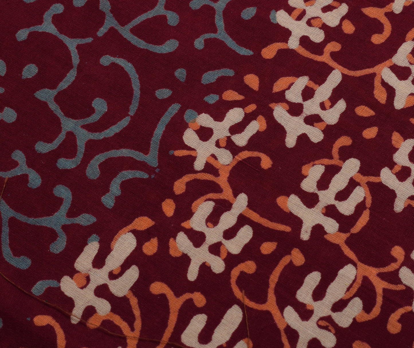 Sushila Vintage Garnet Indian Saree 100% Pure Cotton Printed Soft Craft Fabric