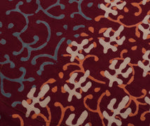 Sushila Vintage Garnet Indian Saree 100% Pure Cotton Printed Soft Craft Fabric