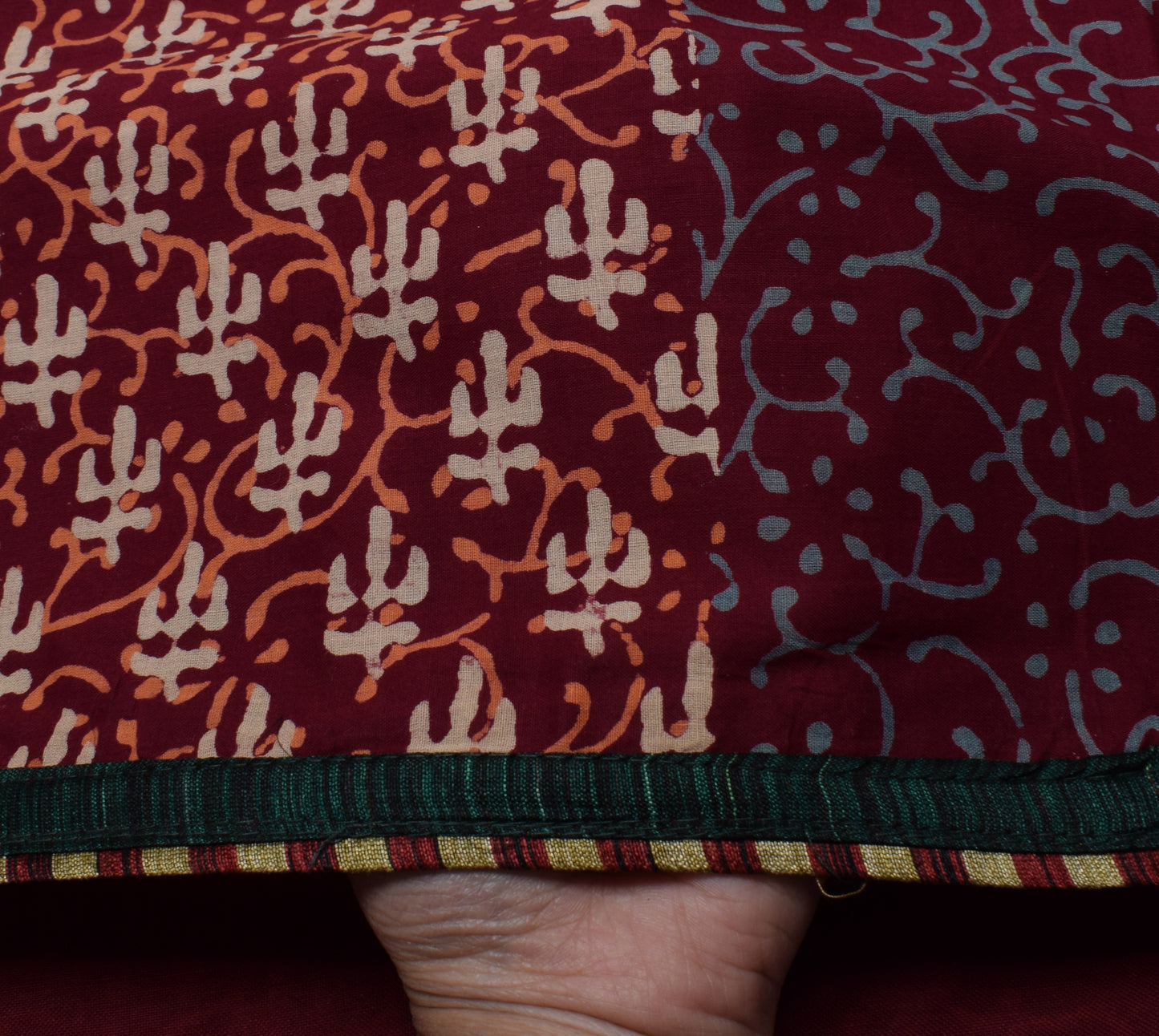 Sushila Vintage Garnet Indian Saree 100% Pure Cotton Printed Soft Craft Fabric