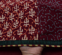Sushila Vintage Garnet Indian Saree 100% Pure Cotton Printed Soft Craft Fabric